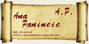 Ana Paninčić vizit kartica